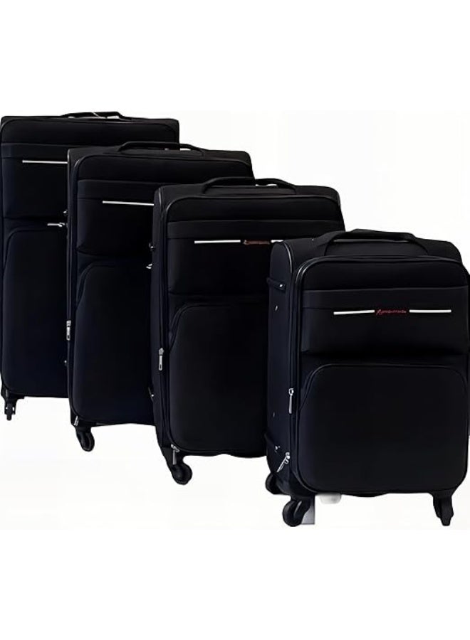 4-Piece Hardshell Travel Luggage Set, Lightweight Trolley Bags with 360° Spinner Wheels & Secure Combination Lock, Black - Image 1